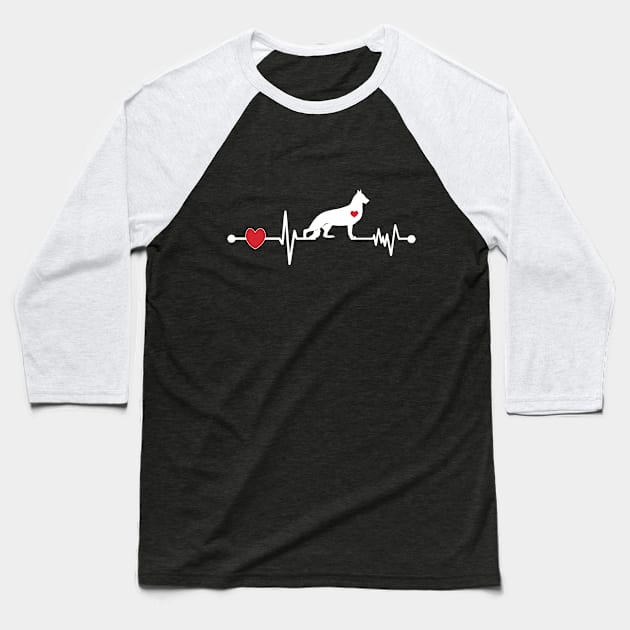 German Shepherd Heartbeat Baseball T-Shirt by PeppermintClover